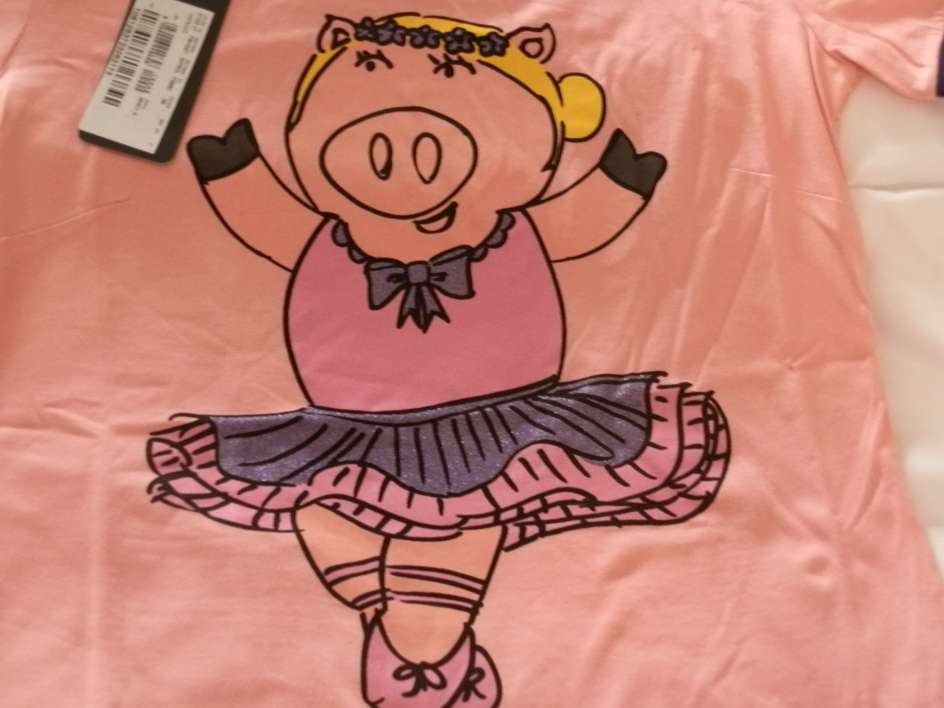 Dolce  Gabbana Pink Pig Ballerina T-shirt Size XS cotton