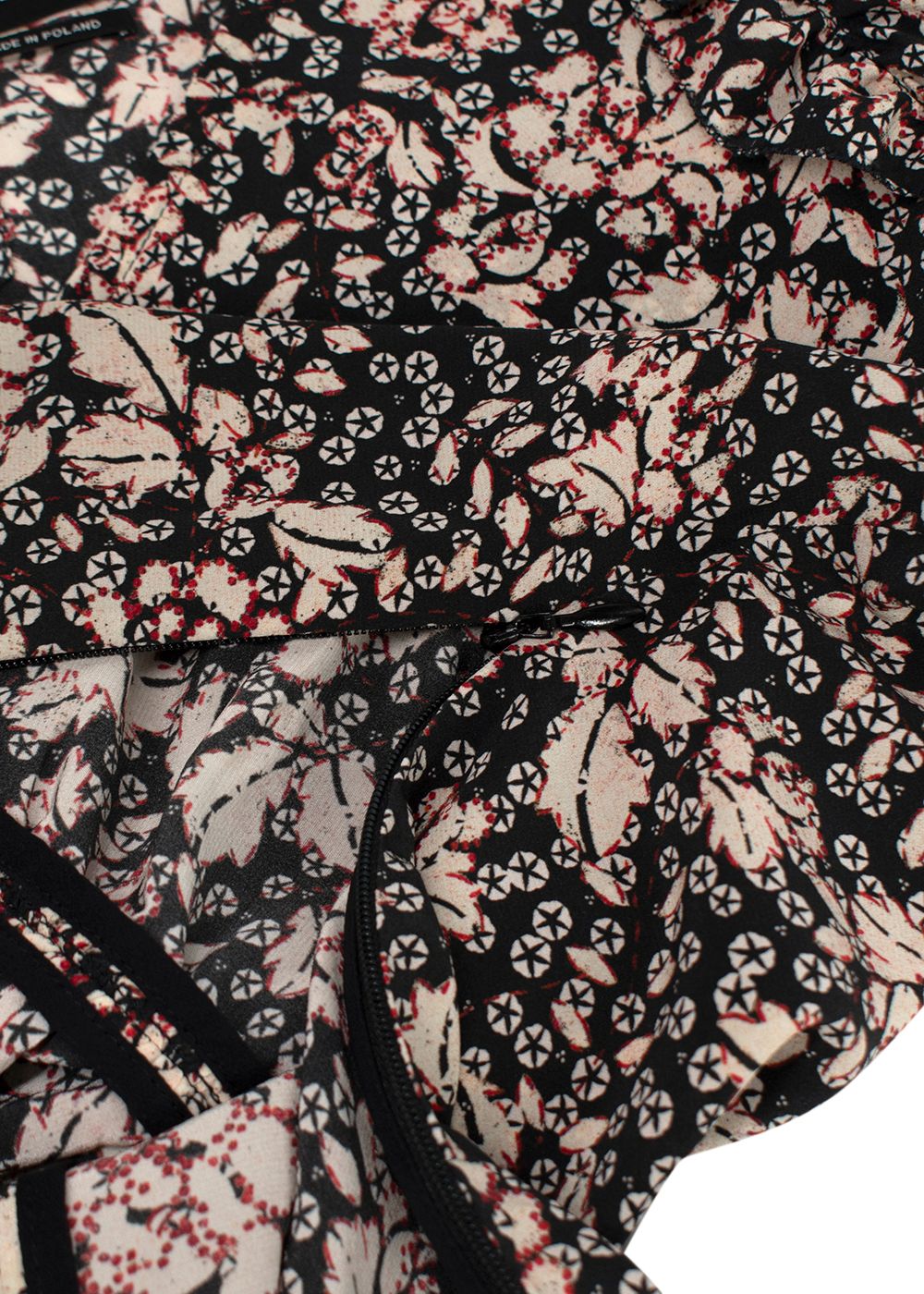 Isabel Marant Black Floral Puff Sleeve Silk Blouse Size XS