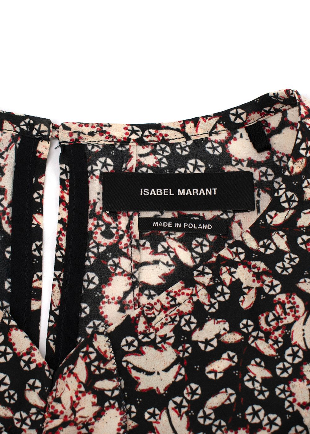 Isabel Marant Black Floral Puff Sleeve Silk Blouse Size XS