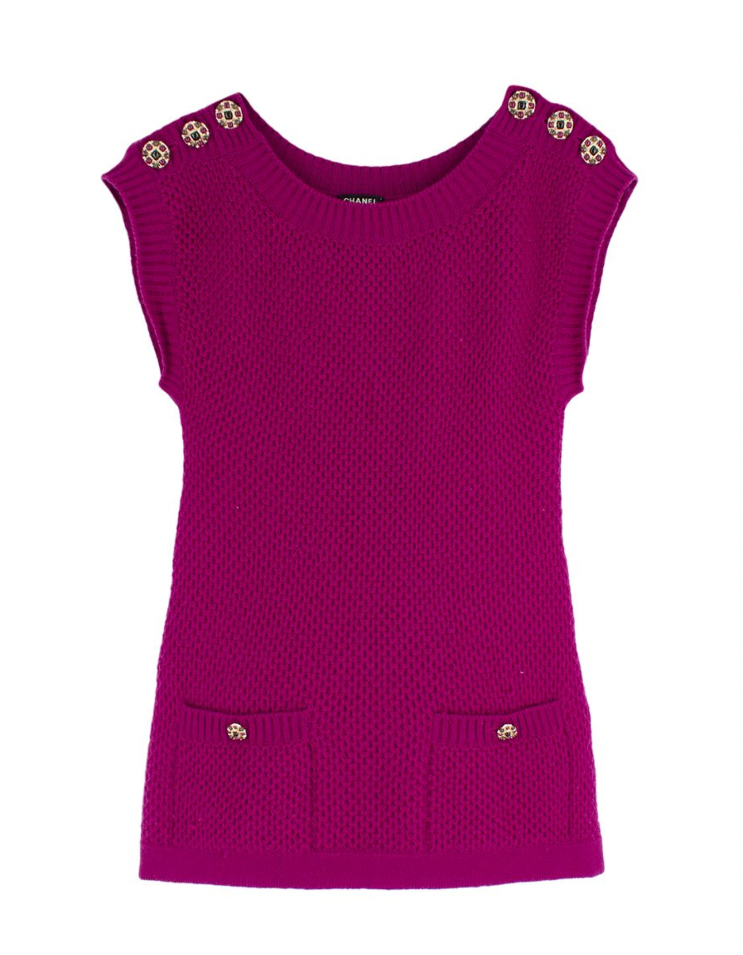 Preowned Chanel Magenta Cashmere Knit Top Size XS purple