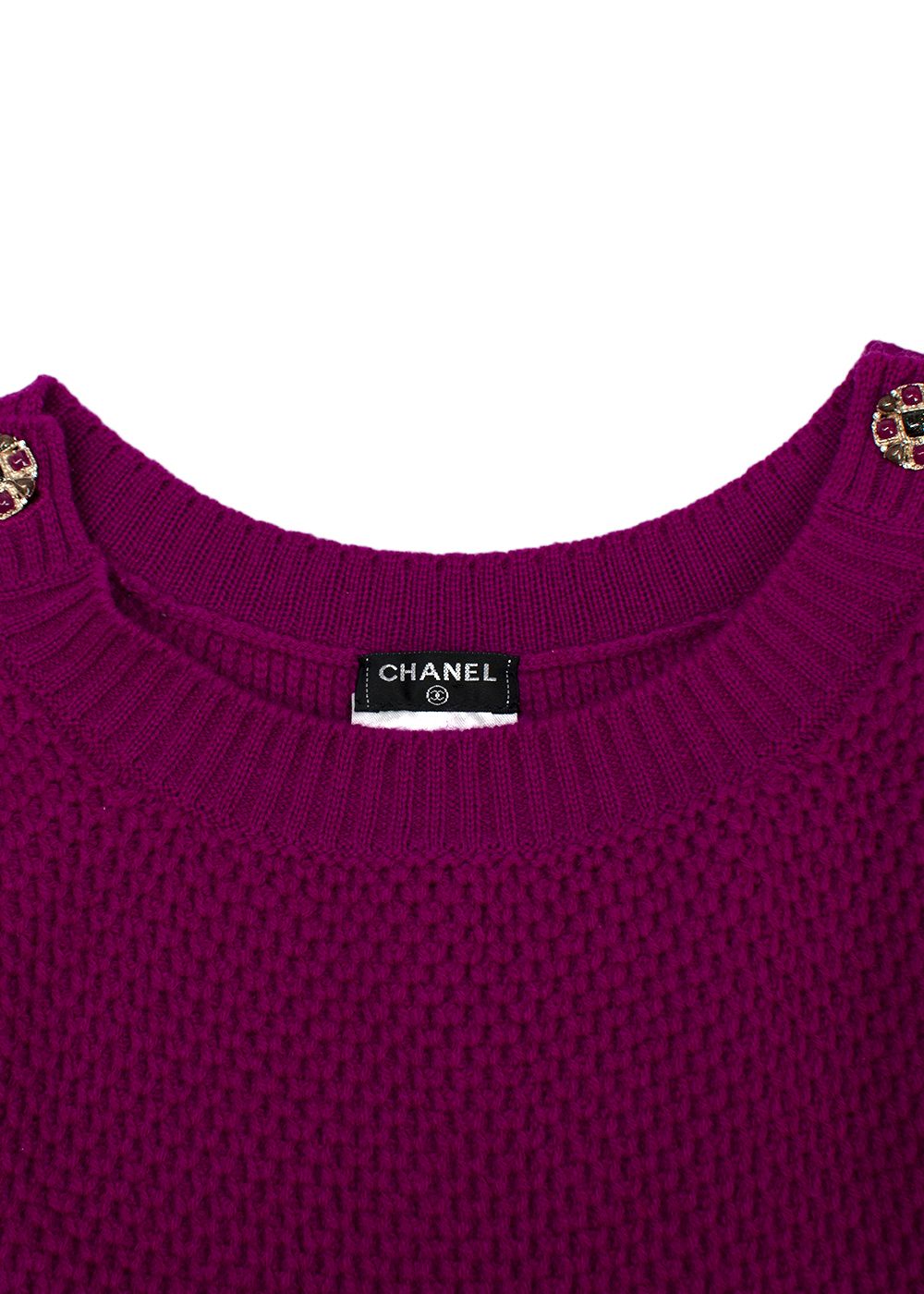 Preowned Chanel Magenta Cashmere Knit Top Size XS purple