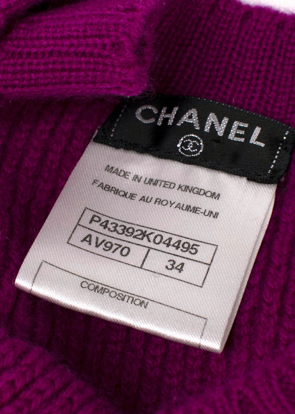 Preowned Chanel Magenta Cashmere Knit Top Size XS purple