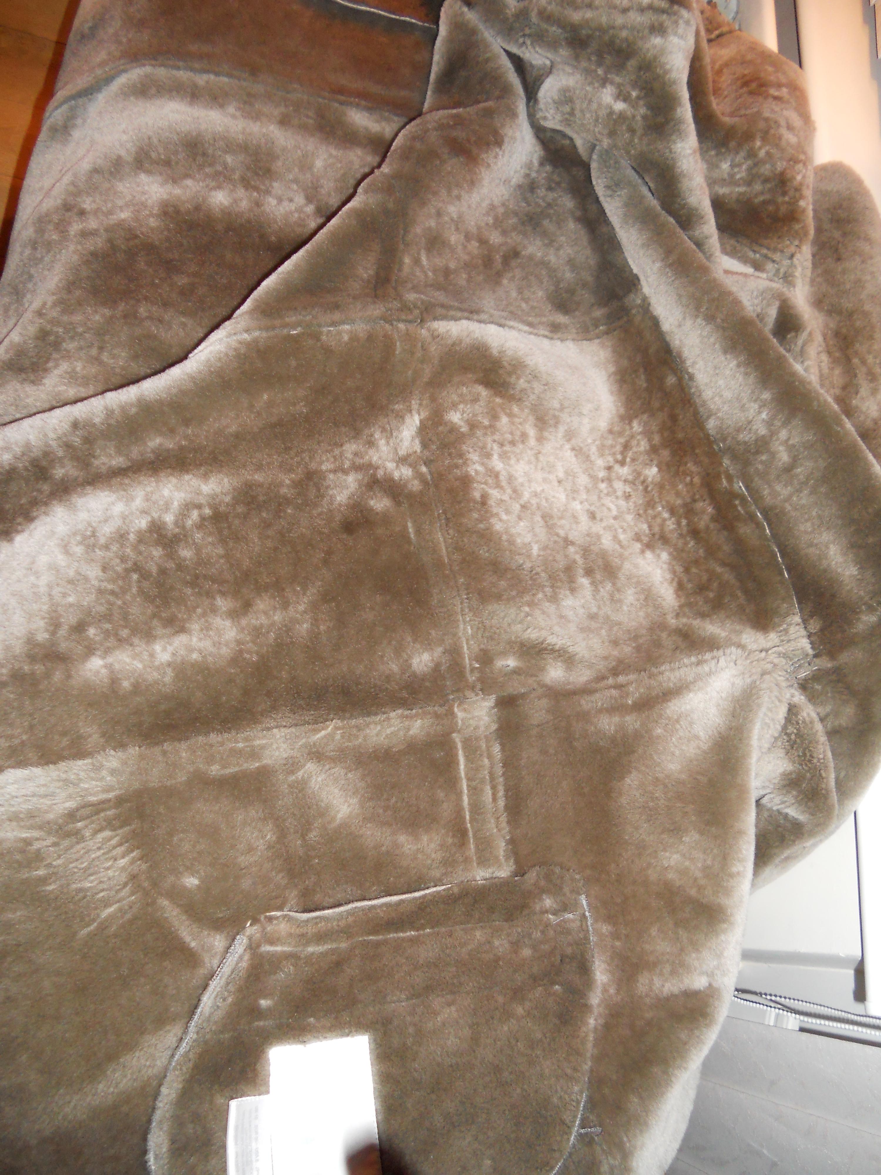 Preowned Nicole Farhi Sheared Shearling Duffle Coat Size M Grey fur