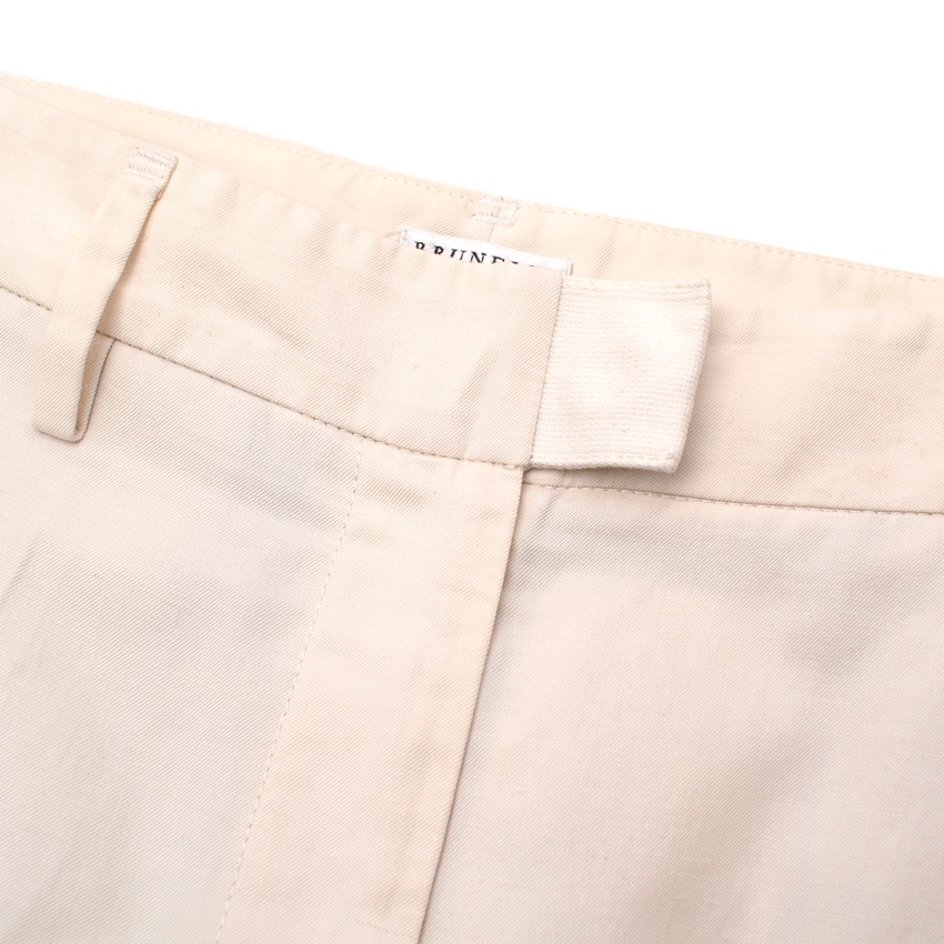 Preowned Brunello Cucinelli Ivory Cotton Tailored Chino Trousers Size S Cream