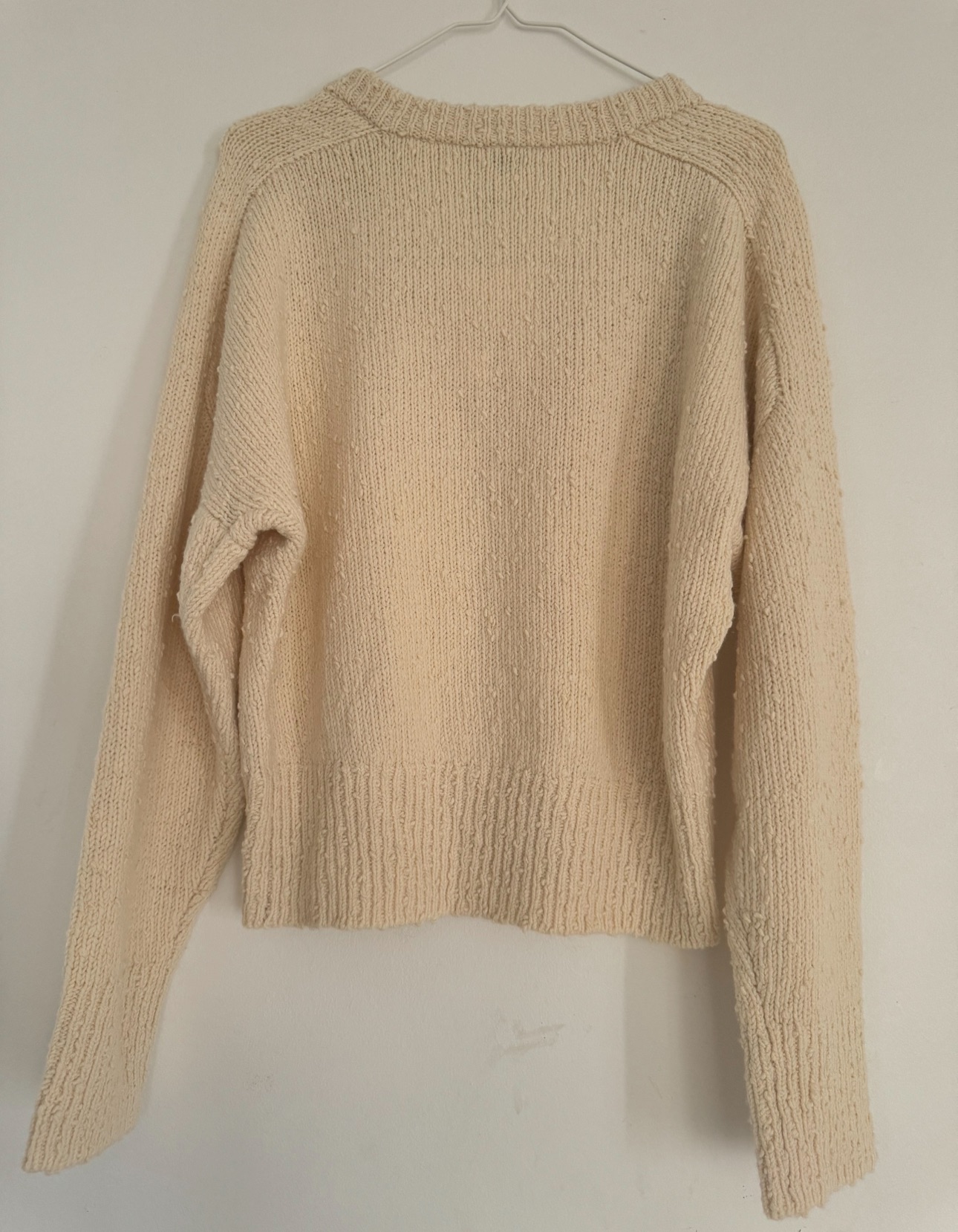 Toteme Cream Textured V-Neck Jumper Size 38 Natural organic wool