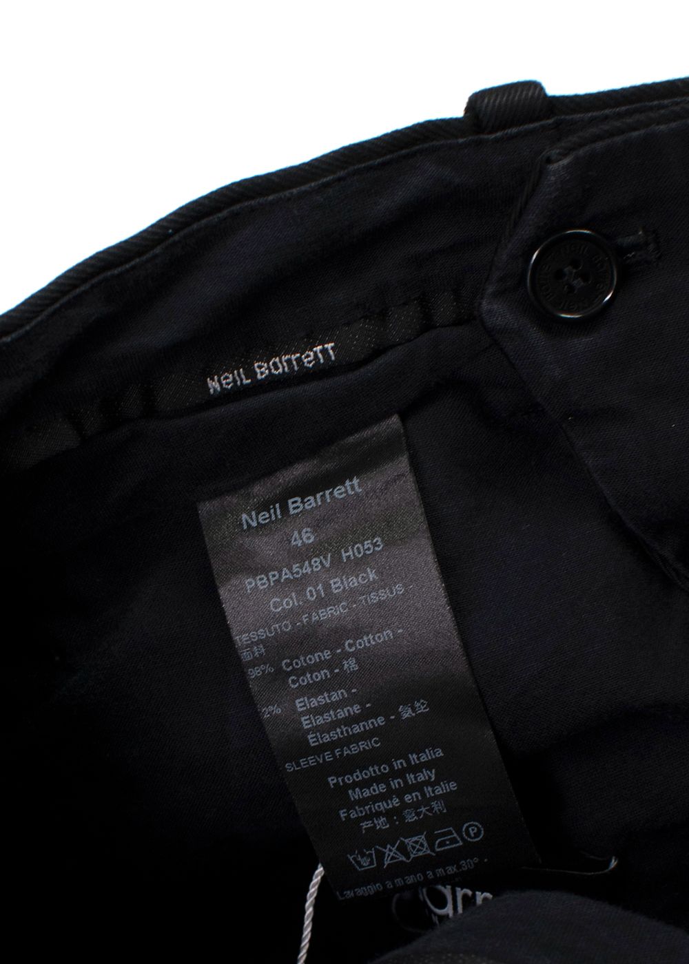 Men's Neil Barrett Black Cargo Trousers Size S cotton