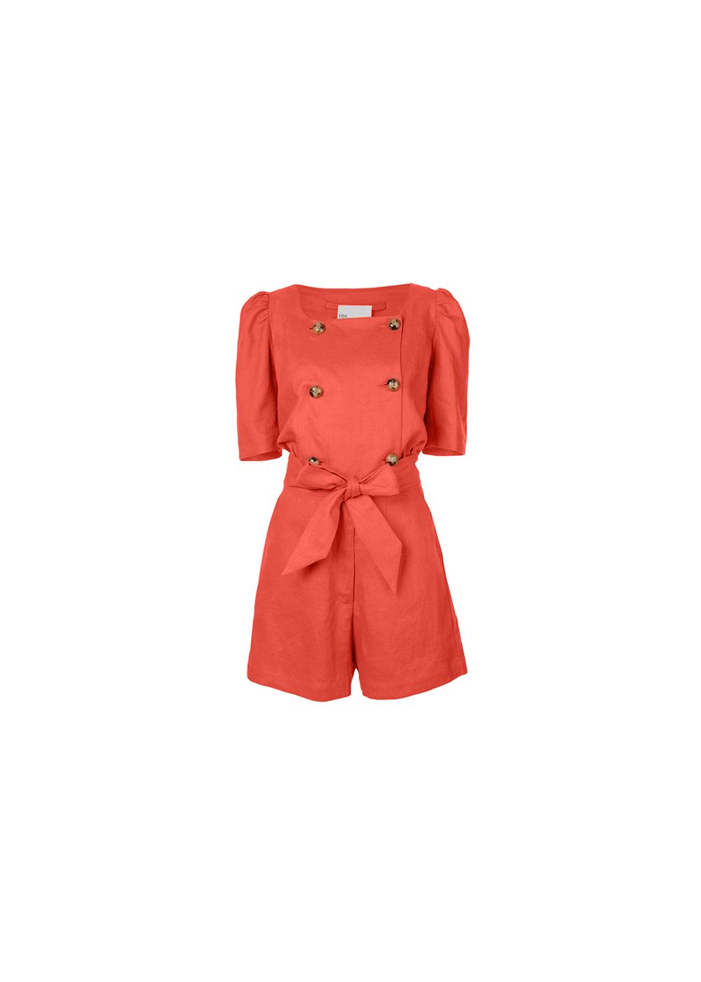 Preowned Lisa Marie Fernandez Orange Linen Diana Playsuit Size XL