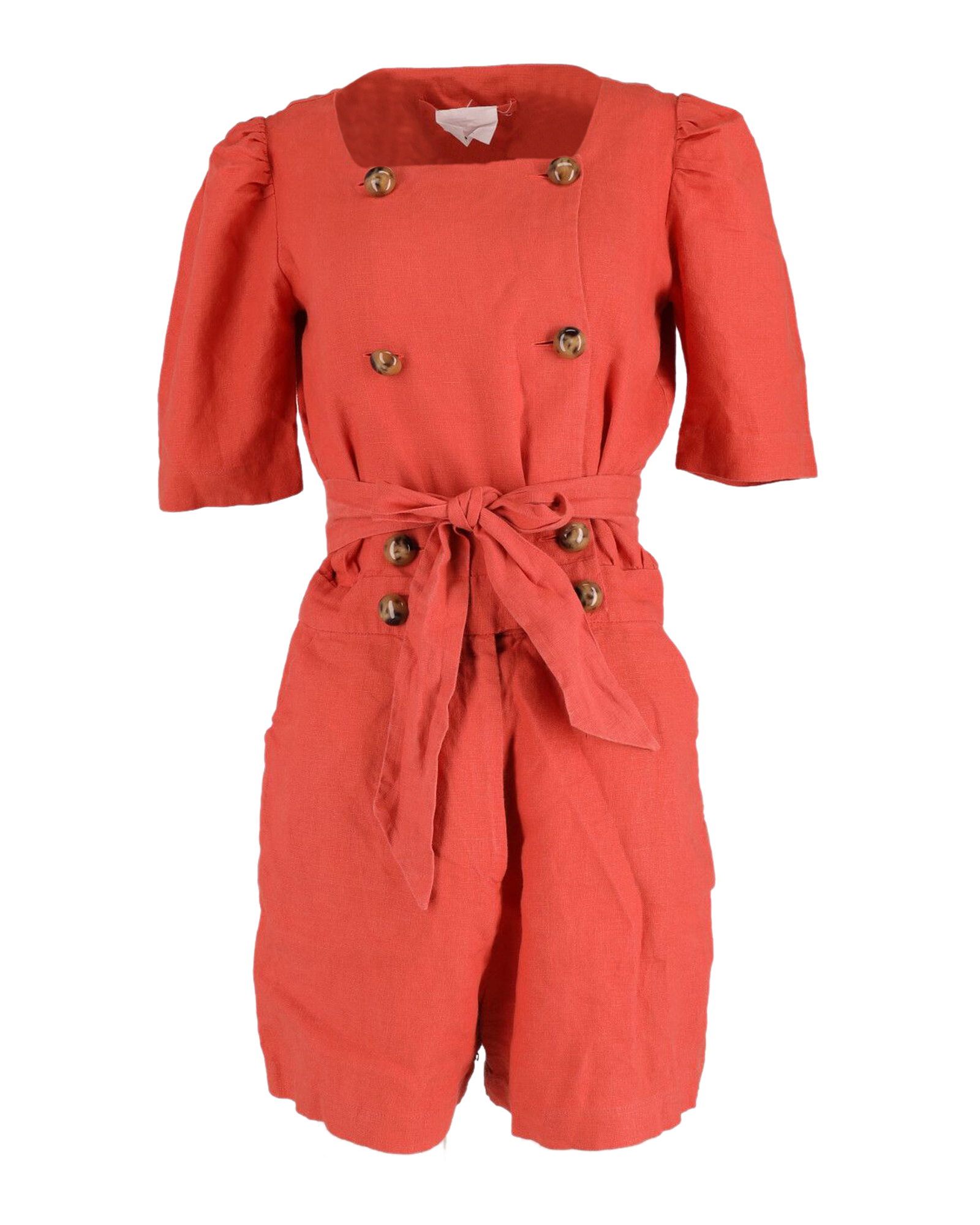 Preowned Lisa Marie Fernandez Orange Linen Diana Playsuit Size XL