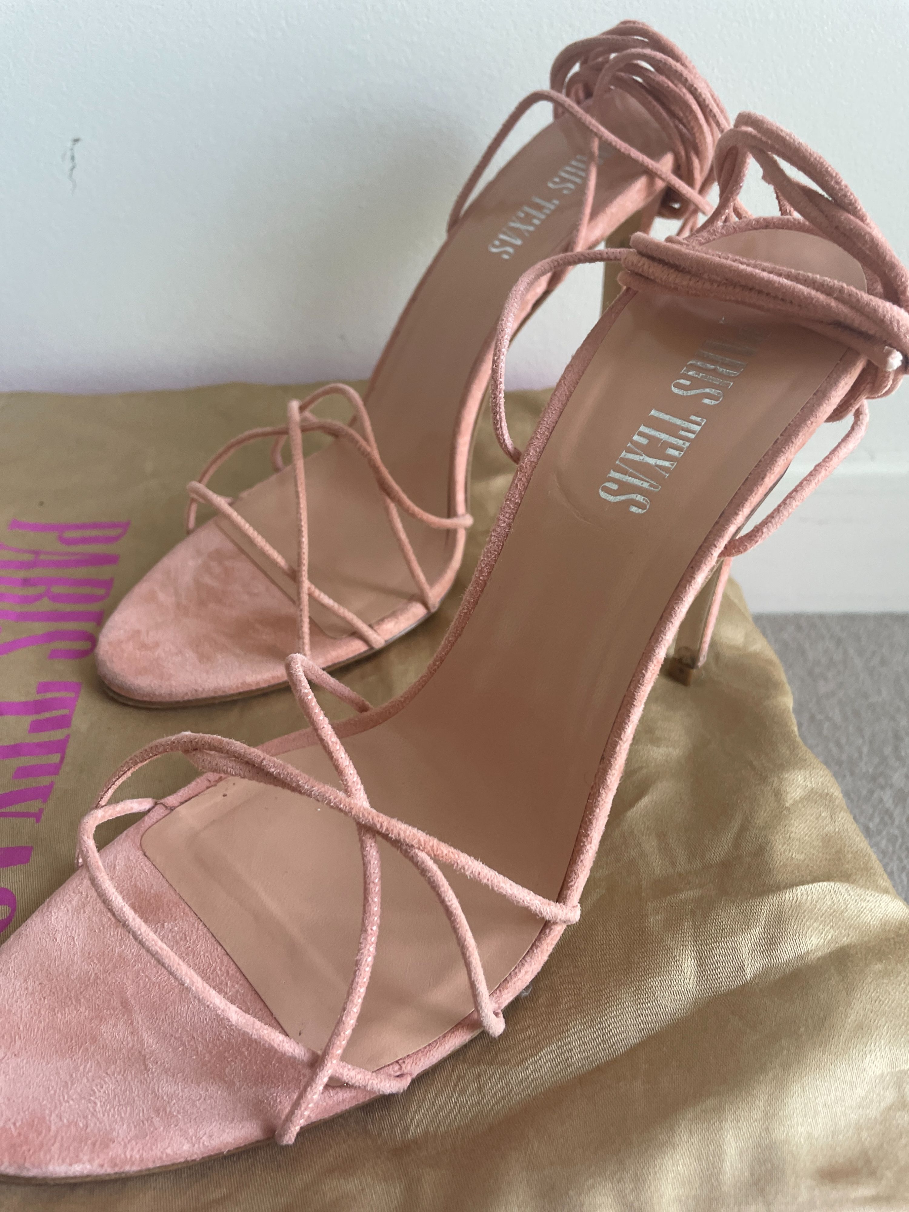 Preowned Paris Texas Pink Suede Nicole Sandals Size 38 Blush suede/leather