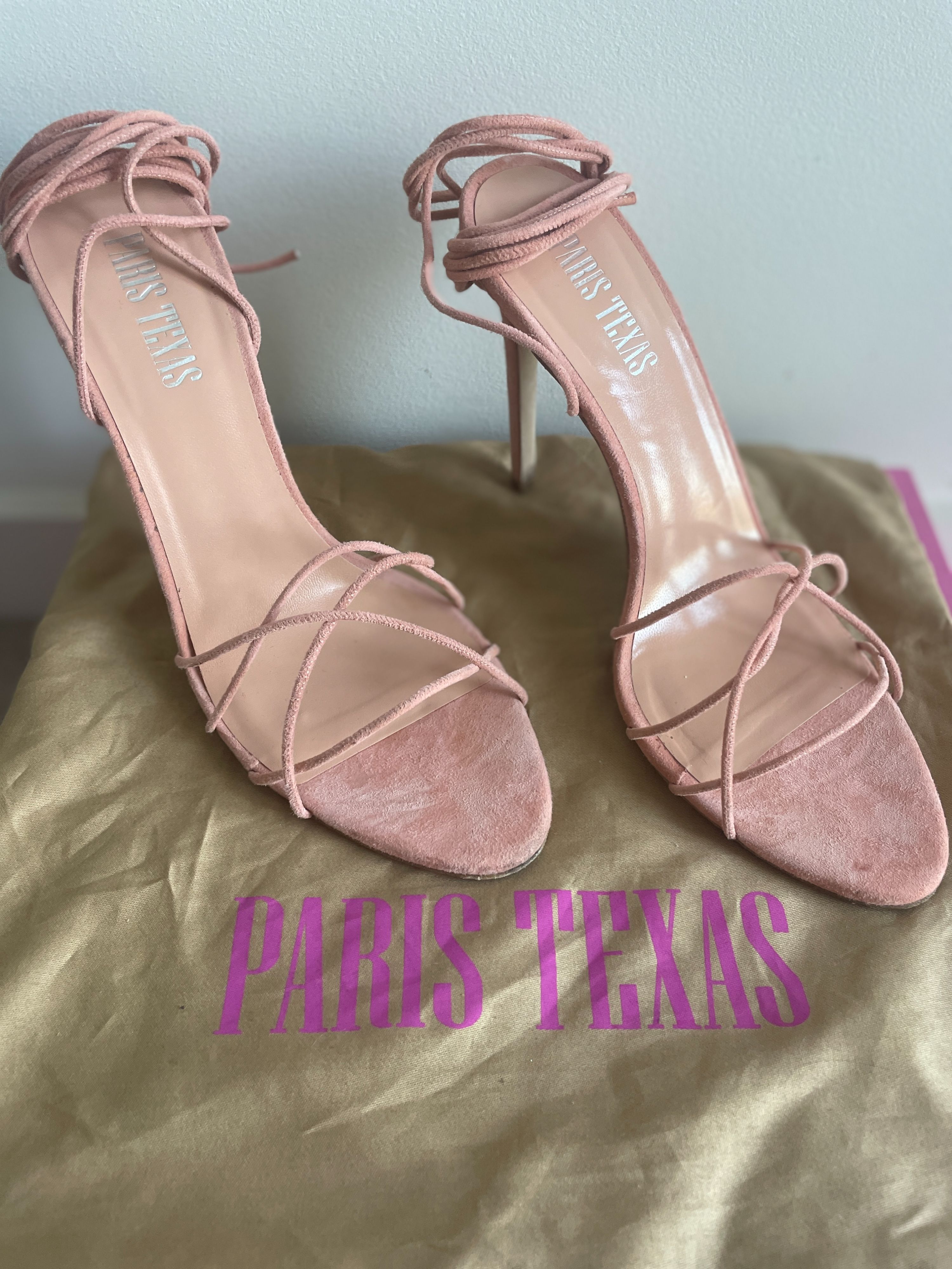 Preowned Paris Texas Pink Suede Nicole Sandals Size 38 Blush suede/leather