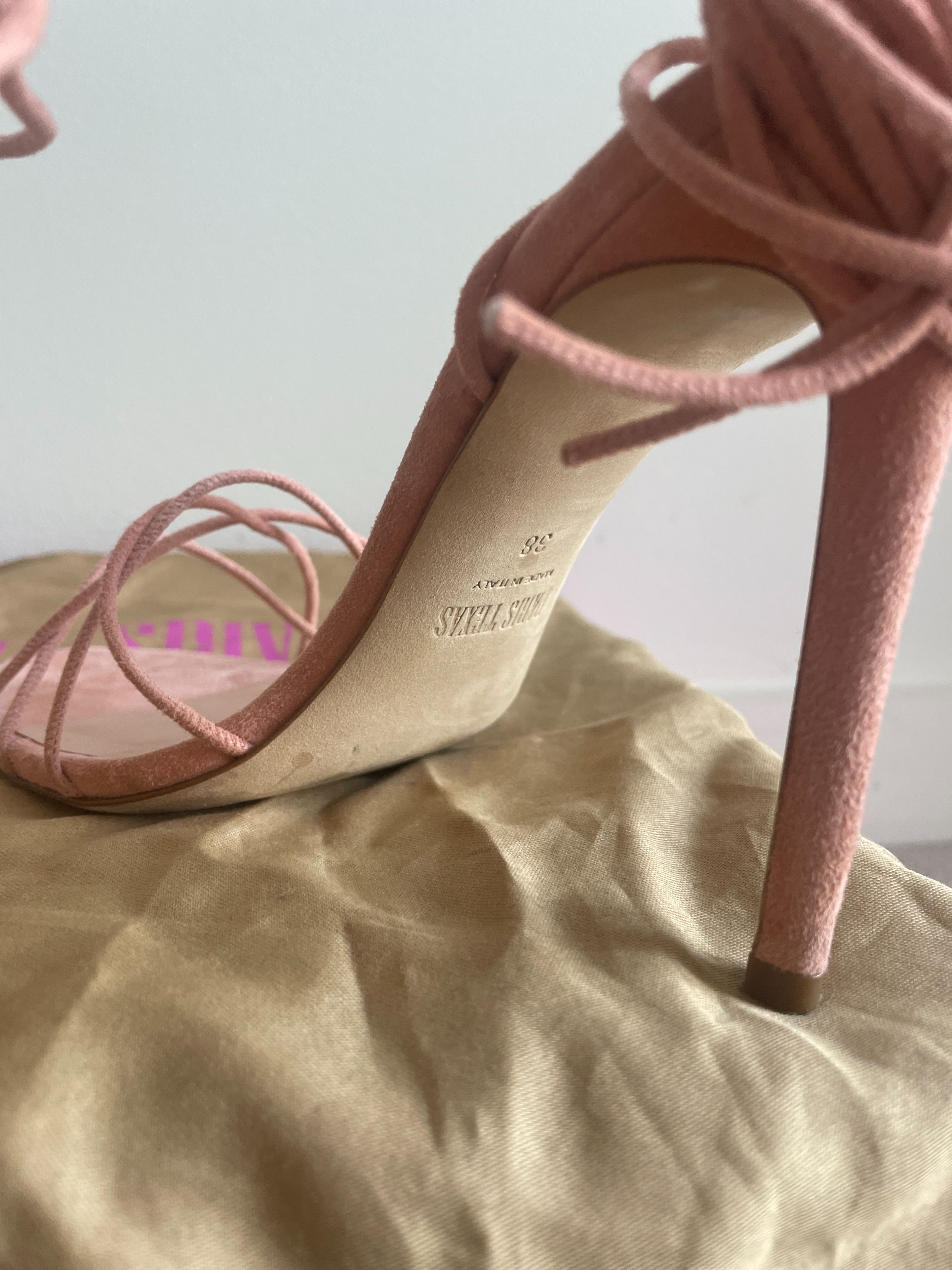 Preowned Paris Texas Pink Suede Nicole Sandals Size 38 Blush suede/leather