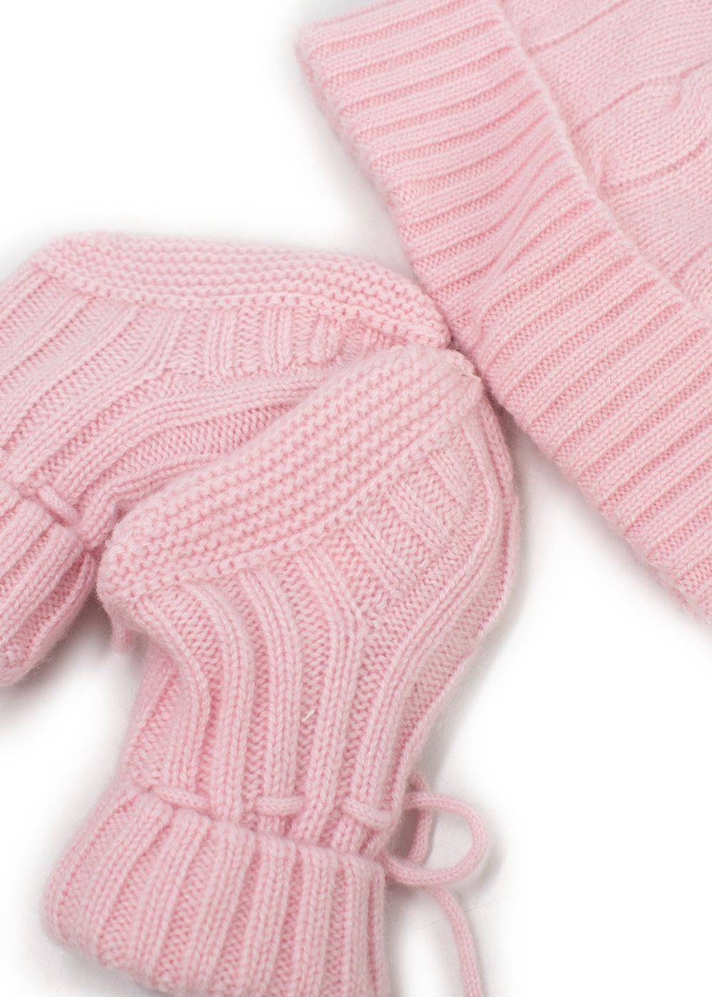 Boys Ralph Lauren Pink Cashmere Cable Knit Hat  Booties Set Size 6-9 Months light pink