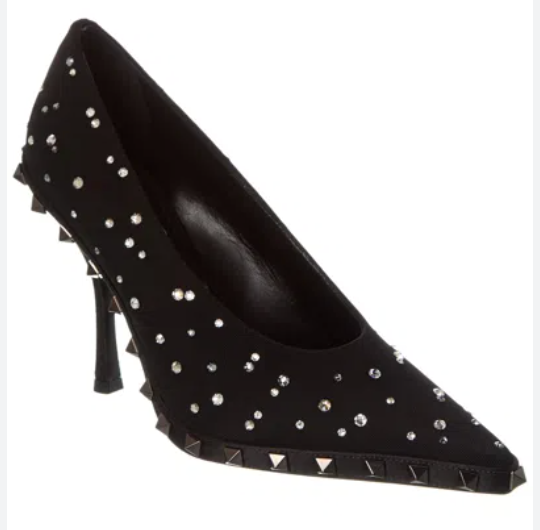 Valentino Crystal Embellished Black Pumps Size 40 Black with Crystal Embellishments upper/fabric/crystal embellishments