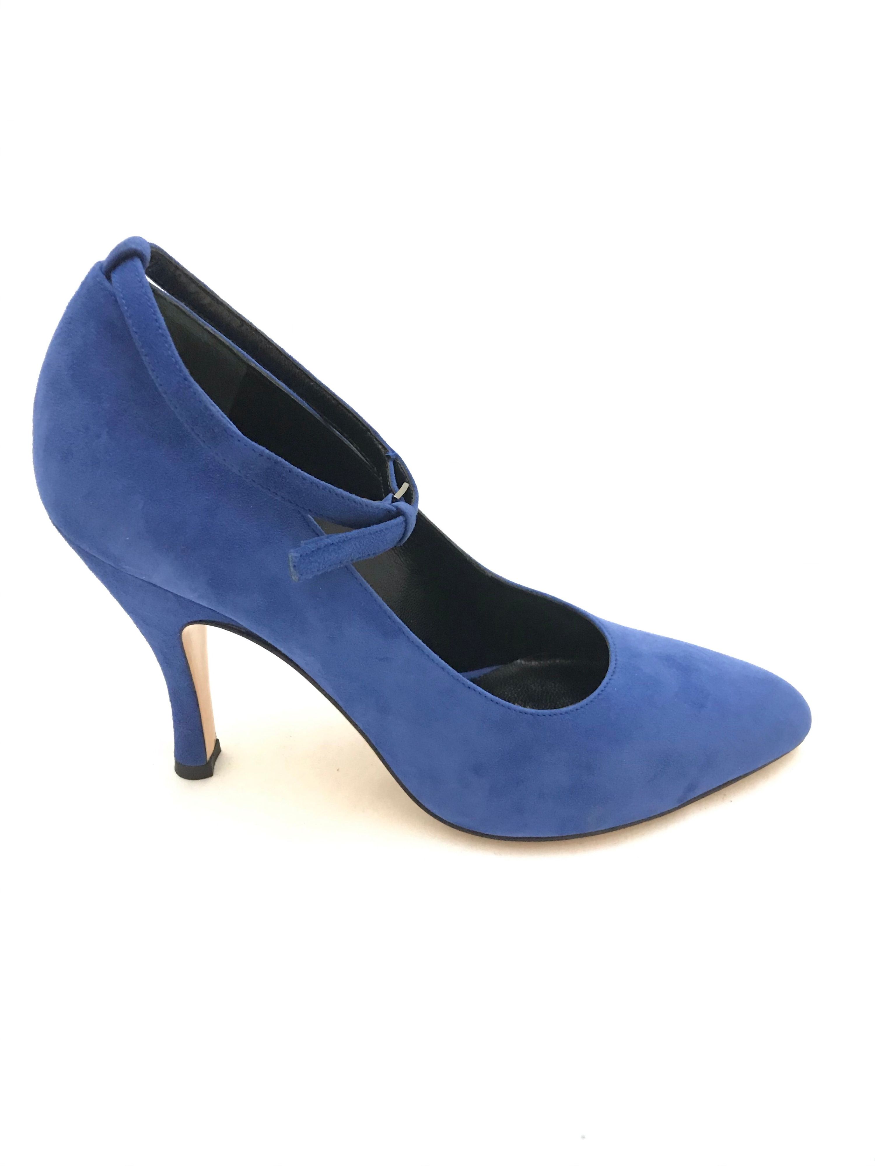 Christopher Kane Blue Suede Ankle Strap Pumps Size 37 leather