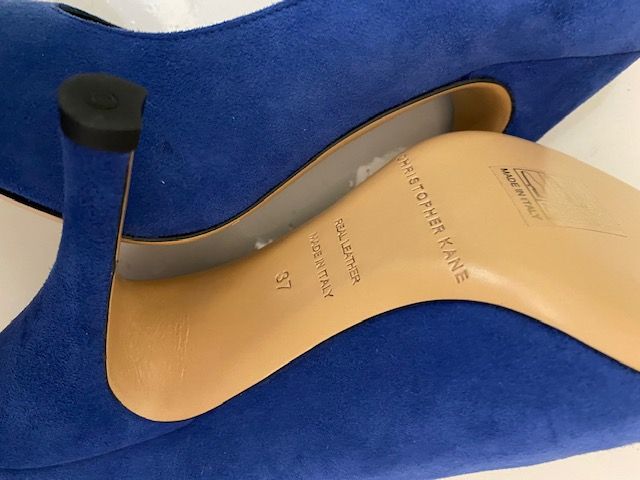 Christopher Kane Blue Suede Ankle Strap Pumps Size 37 leather