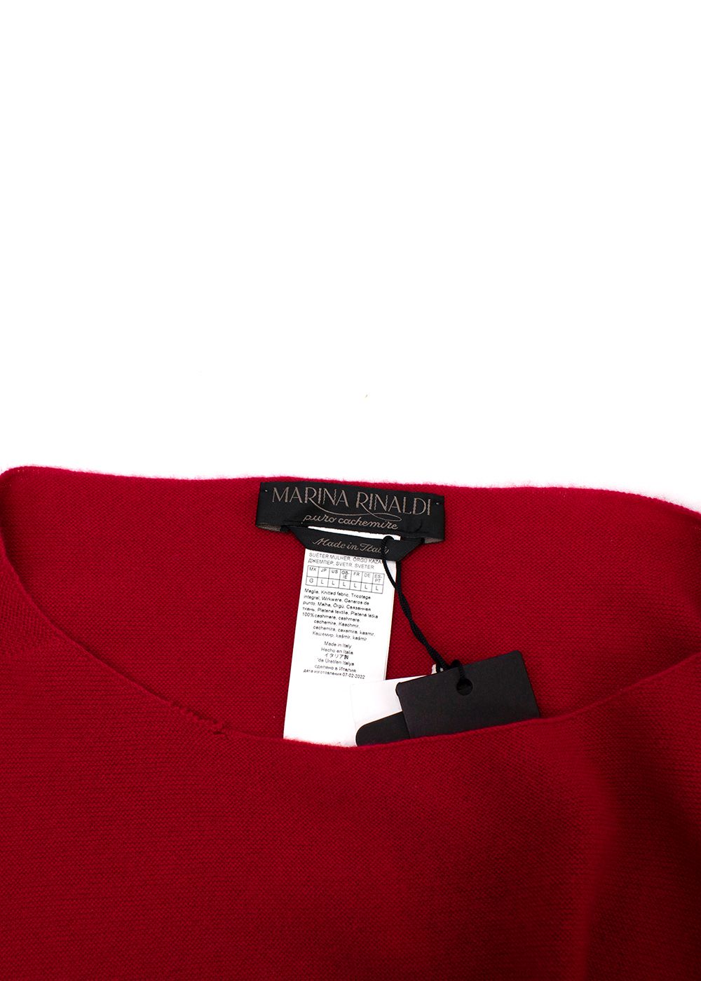 Preowned Marina Rinaldi Red Cashmere Jumper Size L