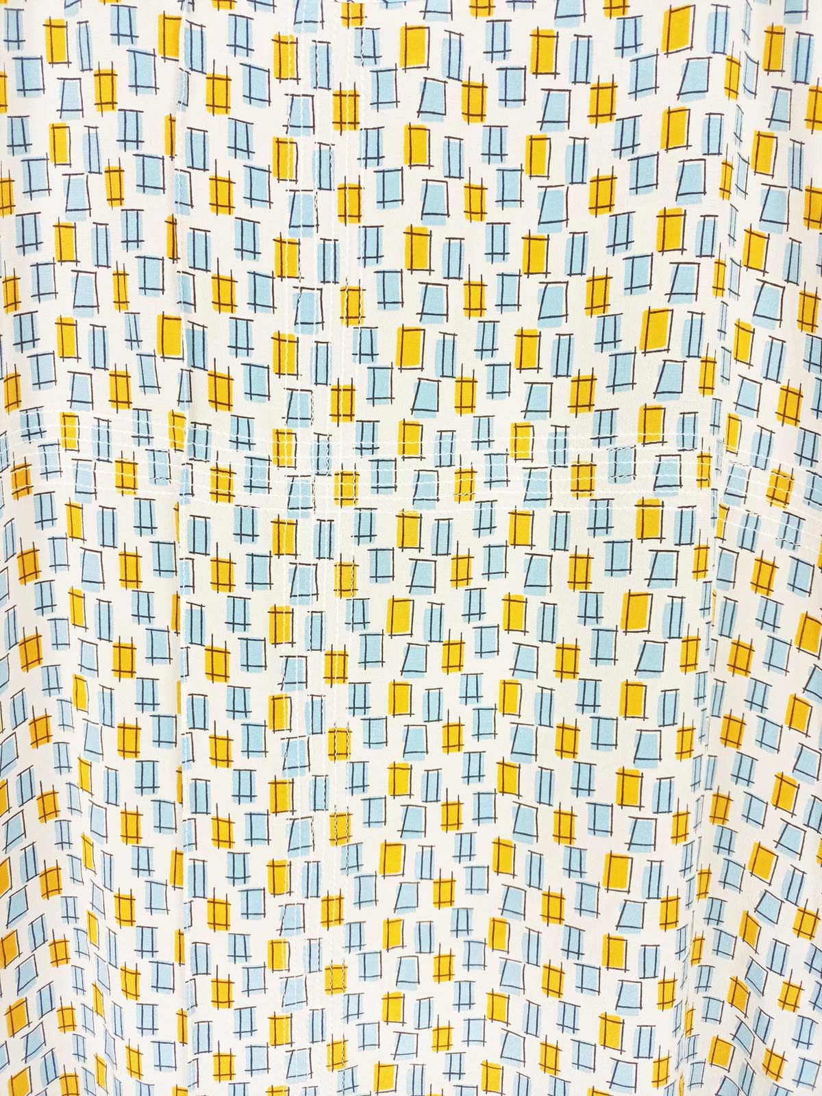 Marni Yellow  blue tile print silk slip dress Size S Beige/Cream