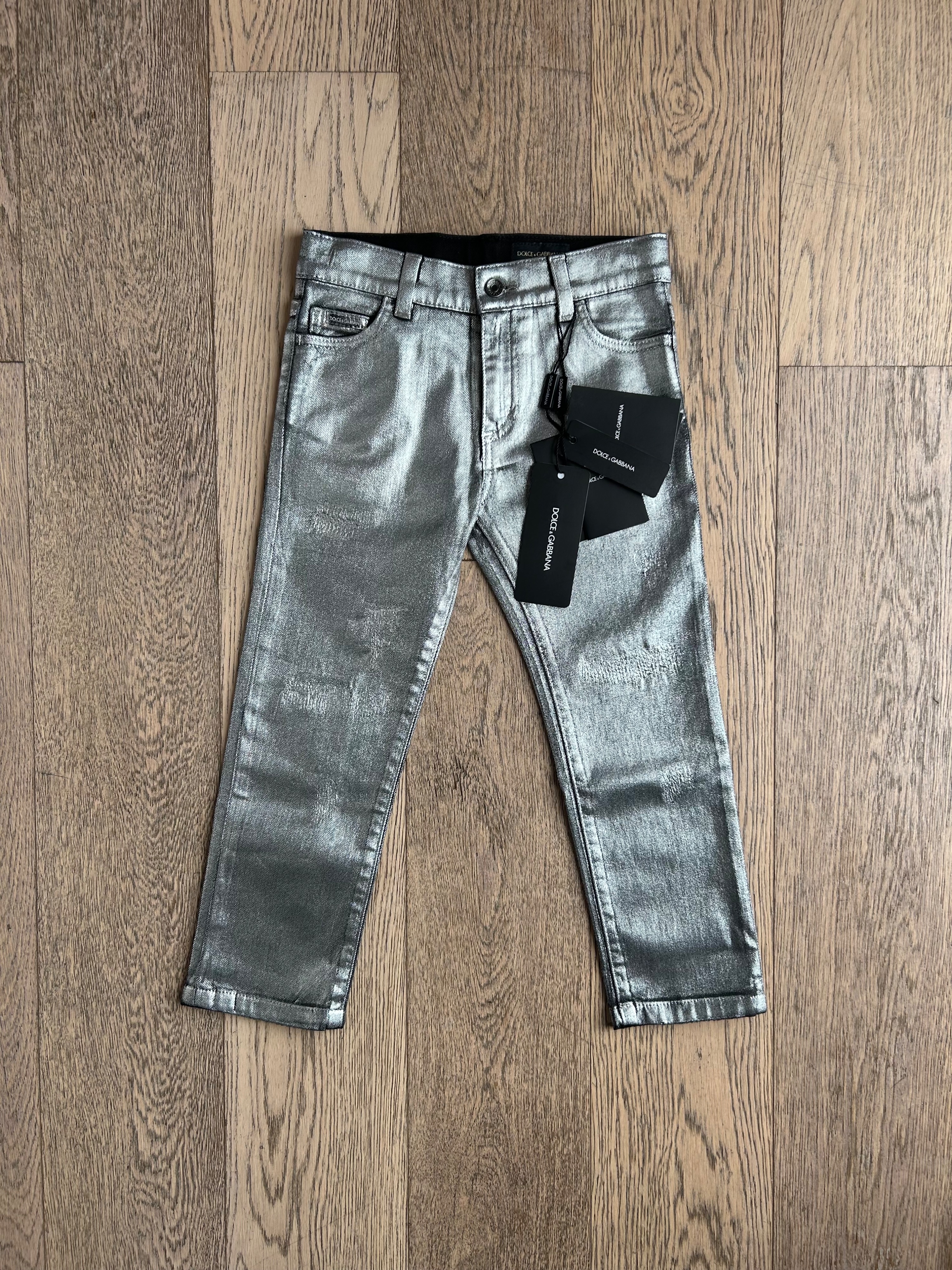 Boys Dolce  Gabbana Kid's Silver Jeans Size 4 Years cotton/elastane