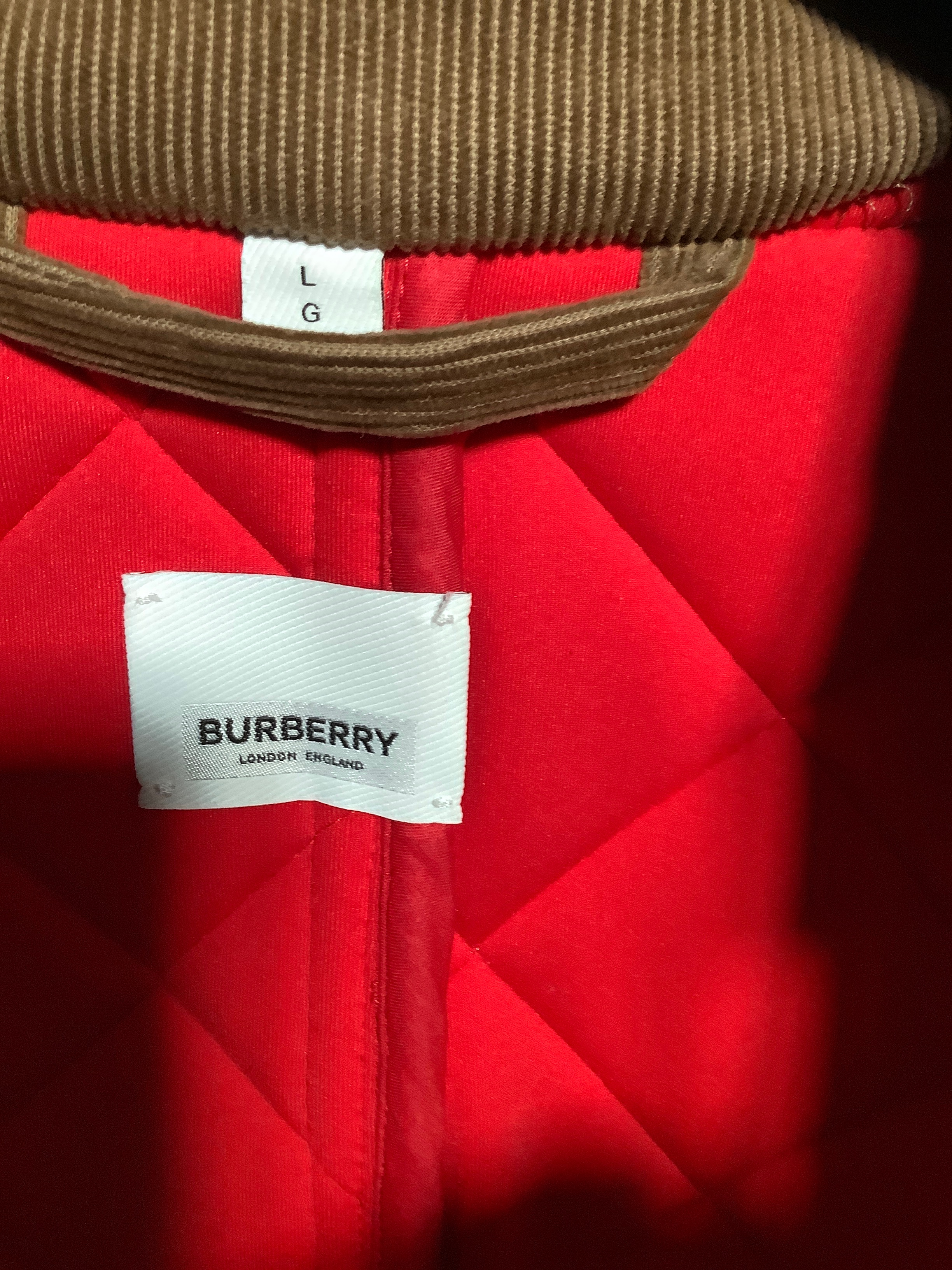 Preowned Burberry Icon Stripe Diamond Quilted Riding Jacket Size L Burberry check wool