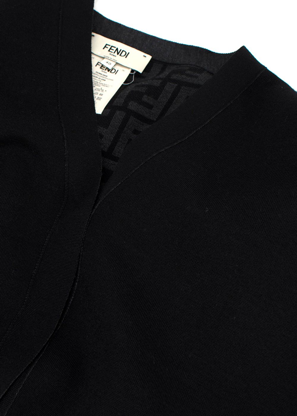 Fendi Black Knit Cardigan with Monogram Interior Size XS wool