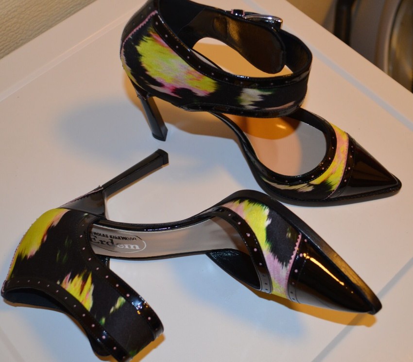 Nicholas Kirkwood Sating  Leather Painted Sandals Size 40 Multi-Coloured / Stripes