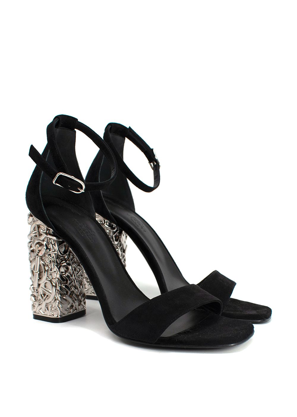 Hermes Black Suede Glam 105 Sandal Size 39