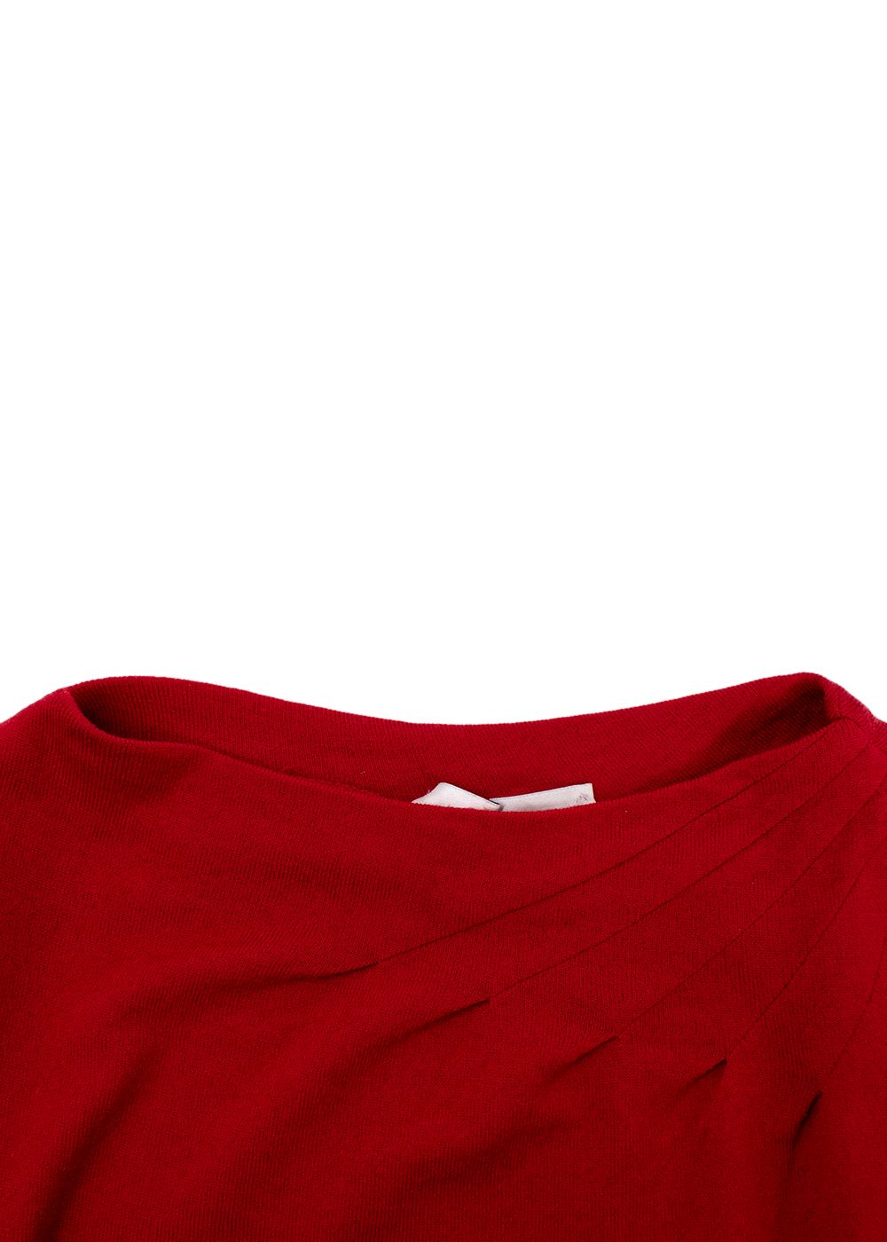 Preowned Valentino Red Wool Sweater with Gathered Shoulder Detail Size S