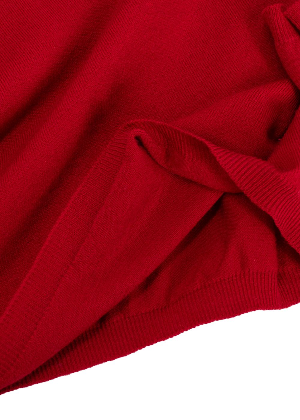 Preowned Valentino Red Wool Sweater with Gathered Shoulder Detail Size S