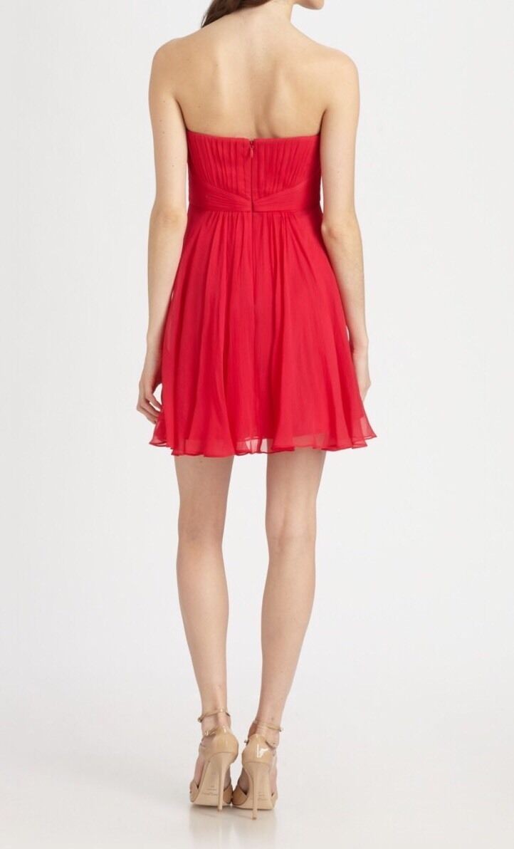 Preowned BCBG Max Azria Duran Silk Dress Size M Red