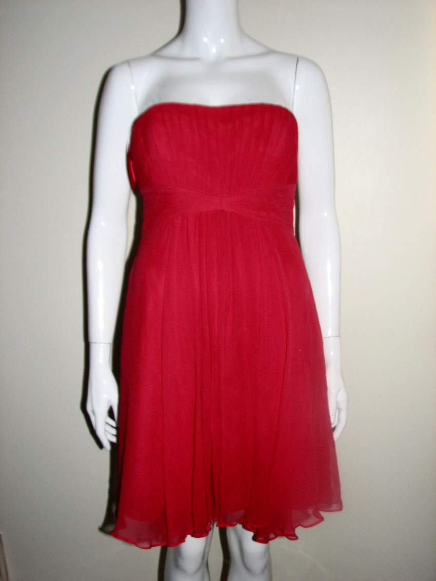 Preowned BCBG Max Azria Duran Silk Dress Size M Red