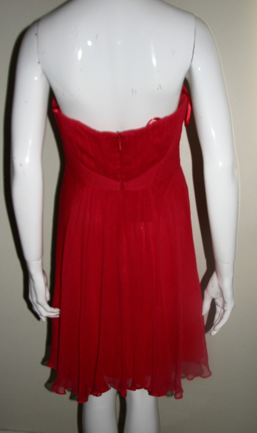 Preowned BCBG Max Azria Duran Silk Dress Size M Red