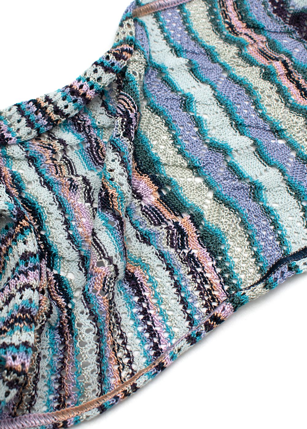 Preowned Missoni Blue striped knit scarf Blue pink purple