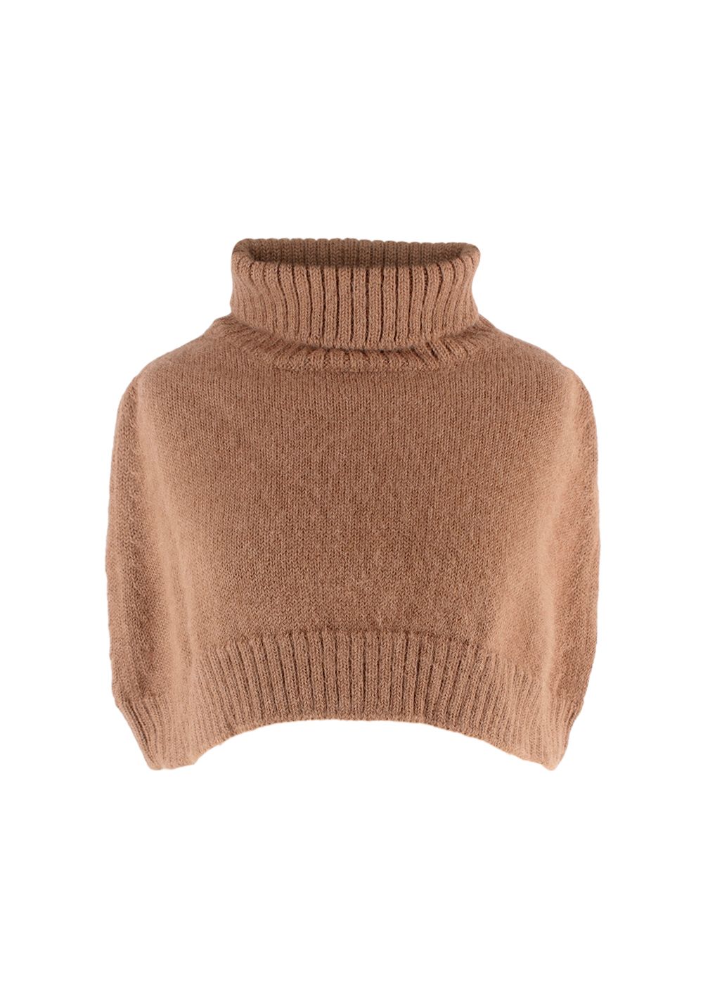 Purdey Camel Turtle Neck Alpaca Knit Shrug beige