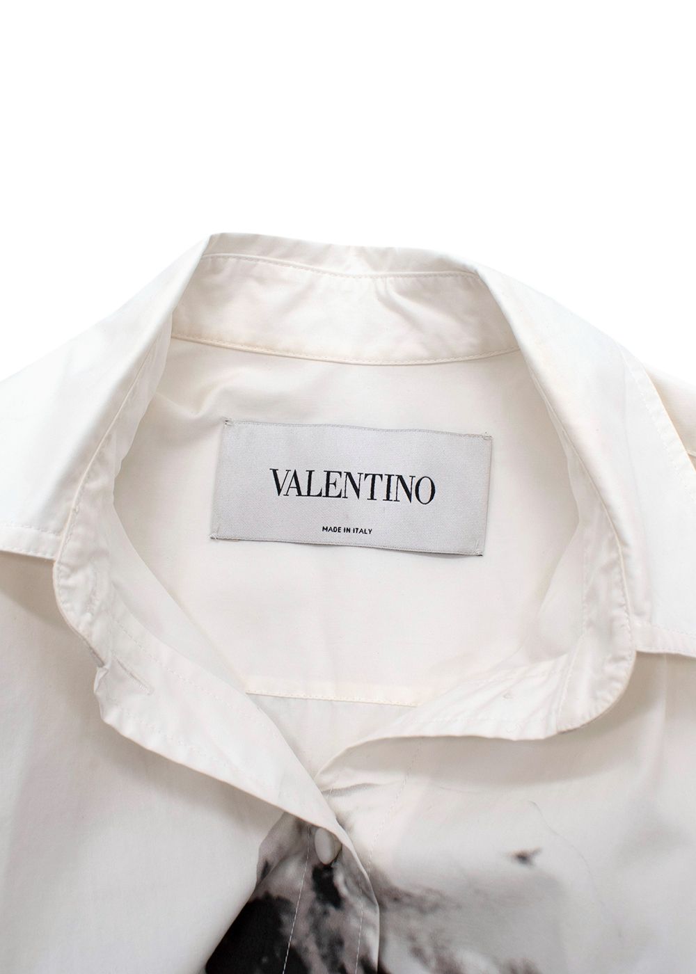 Preowned Valentino White Poplin Graphic Lovers Shirt Dress Size XS cotton