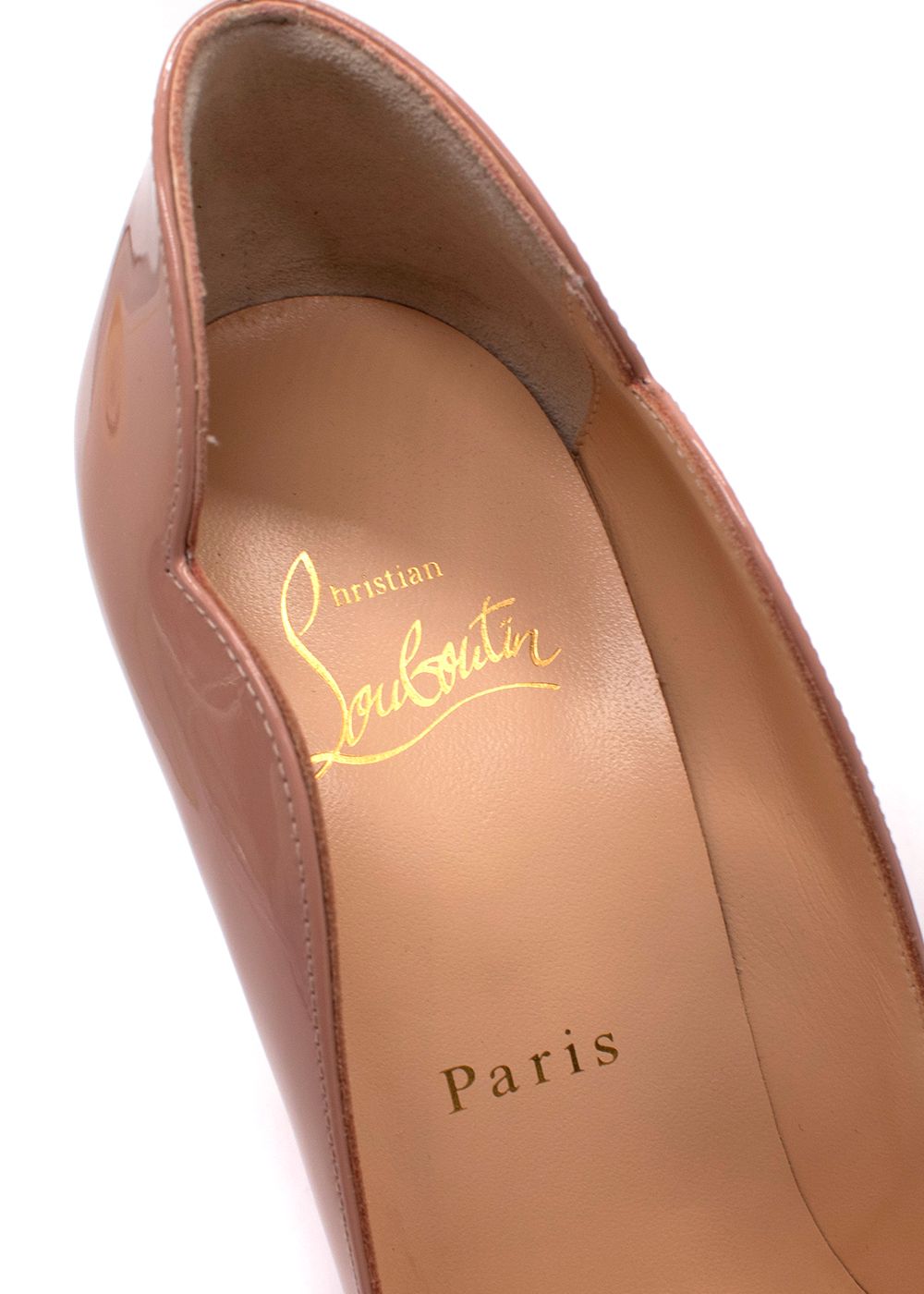 Christian Louboutin Hot Chick 100 Nude Patent Leather Courts Size 37 PK1a - Nude