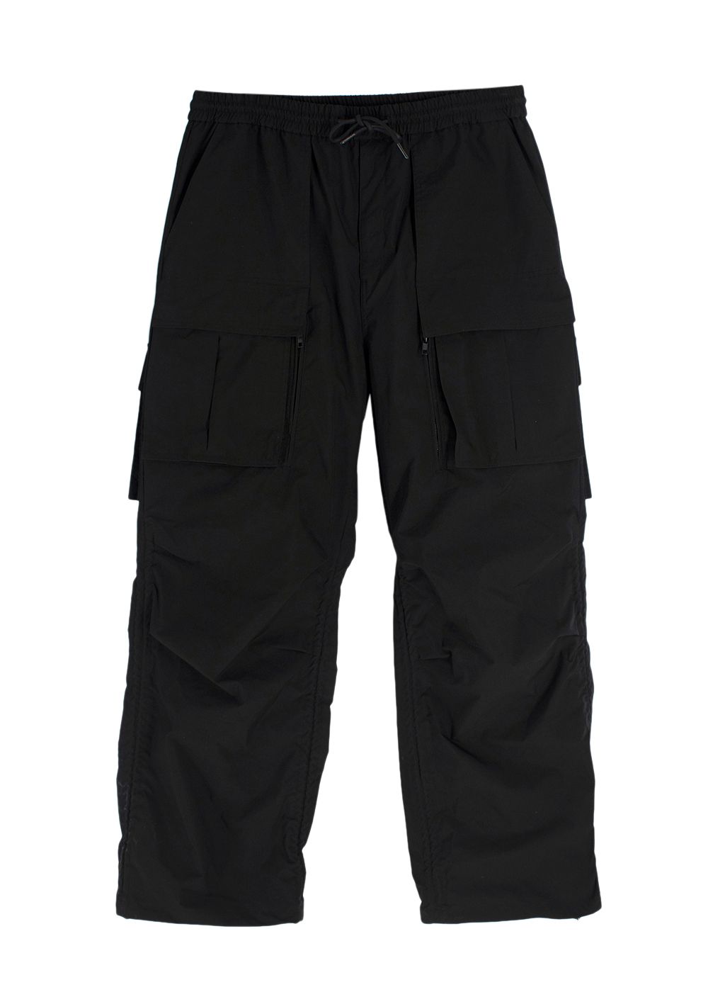 Men's JuunJ Black Puckering String Cargo Trousers Size M polyester