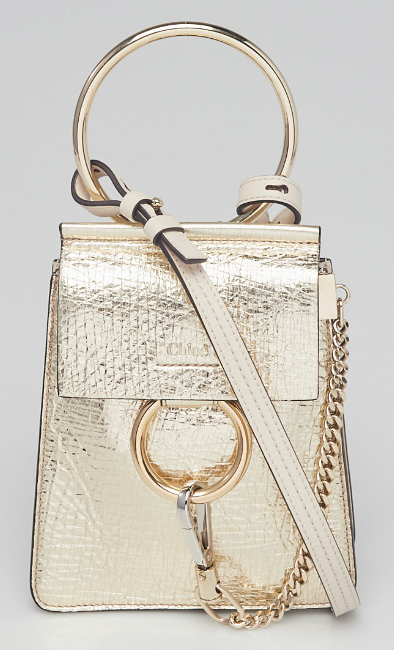 Preowned Chloe Gold Foil Small Faye Bracelet Bag leather