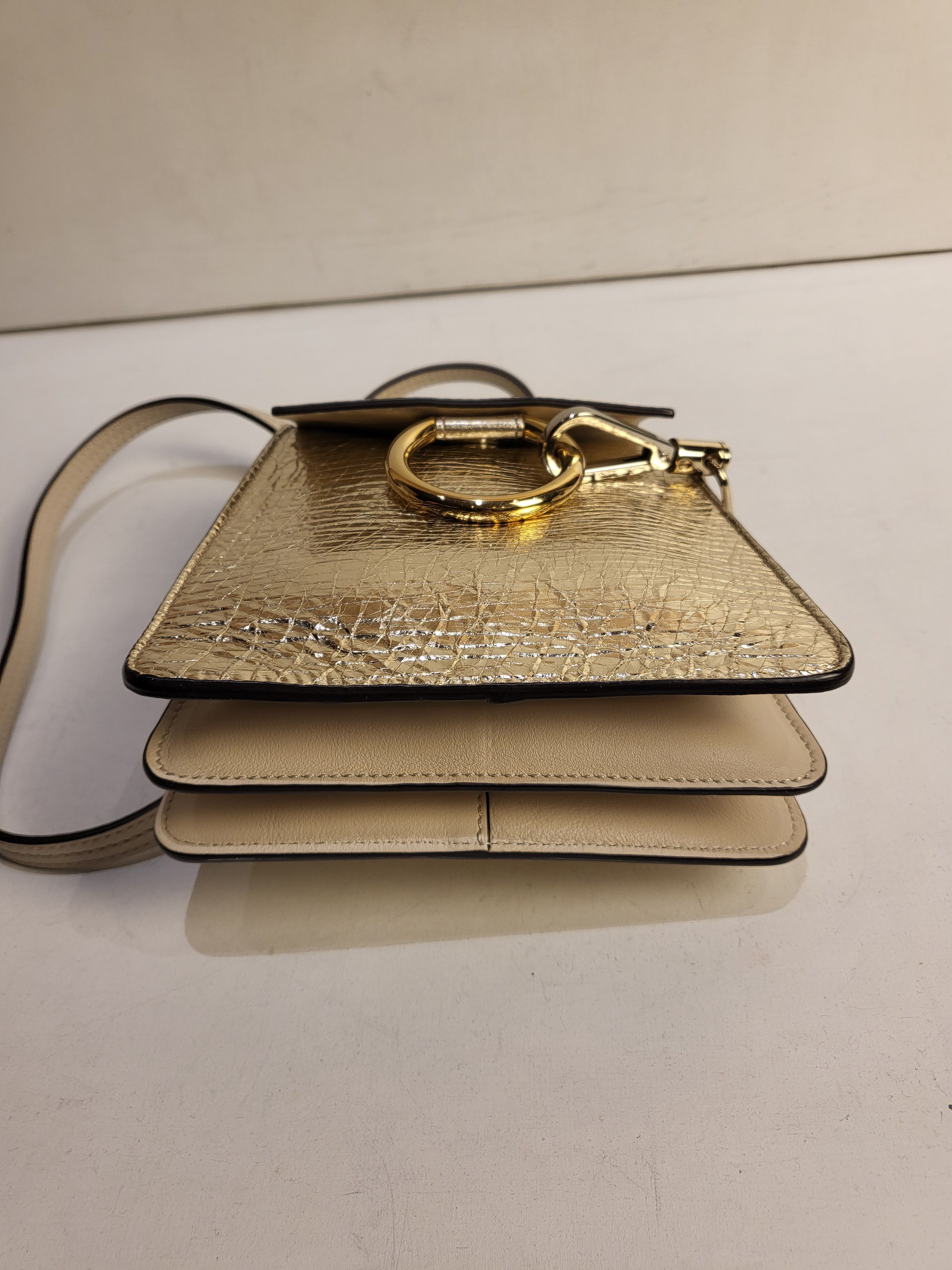 Preowned Chloe Gold Foil Small Faye Bracelet Bag leather