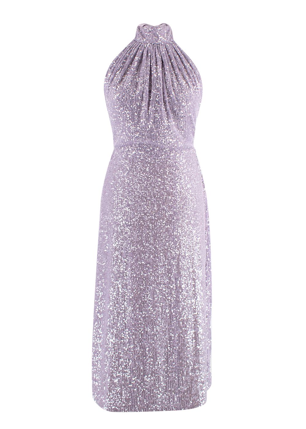 Harmur Lilac Sequin Halterneck Dress Size XS silk