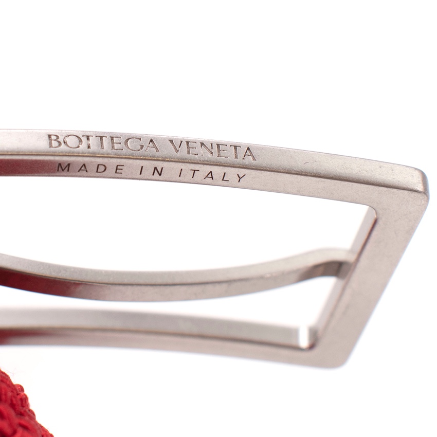 Men's Bottega Veneta Red Cord Woven Belt with Silver-Tone Metal Buckle