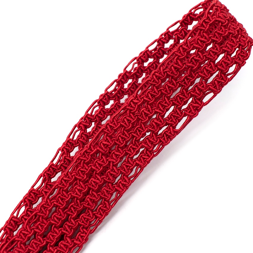 Men's Bottega Veneta Red Cord Woven Belt with Silver-Tone Metal Buckle