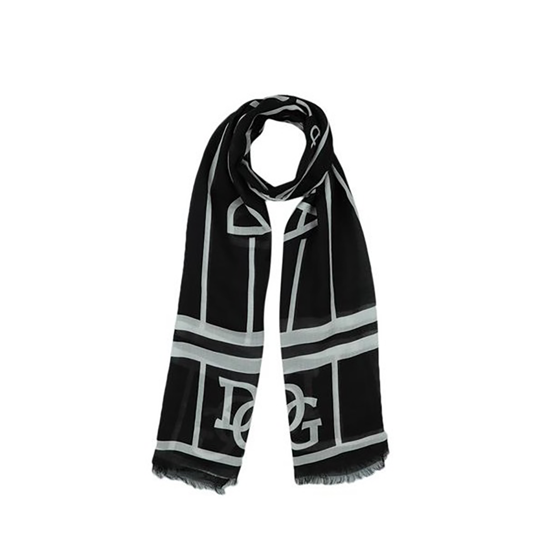 Dolce  Gabbana Black  White Cashmere Scarf