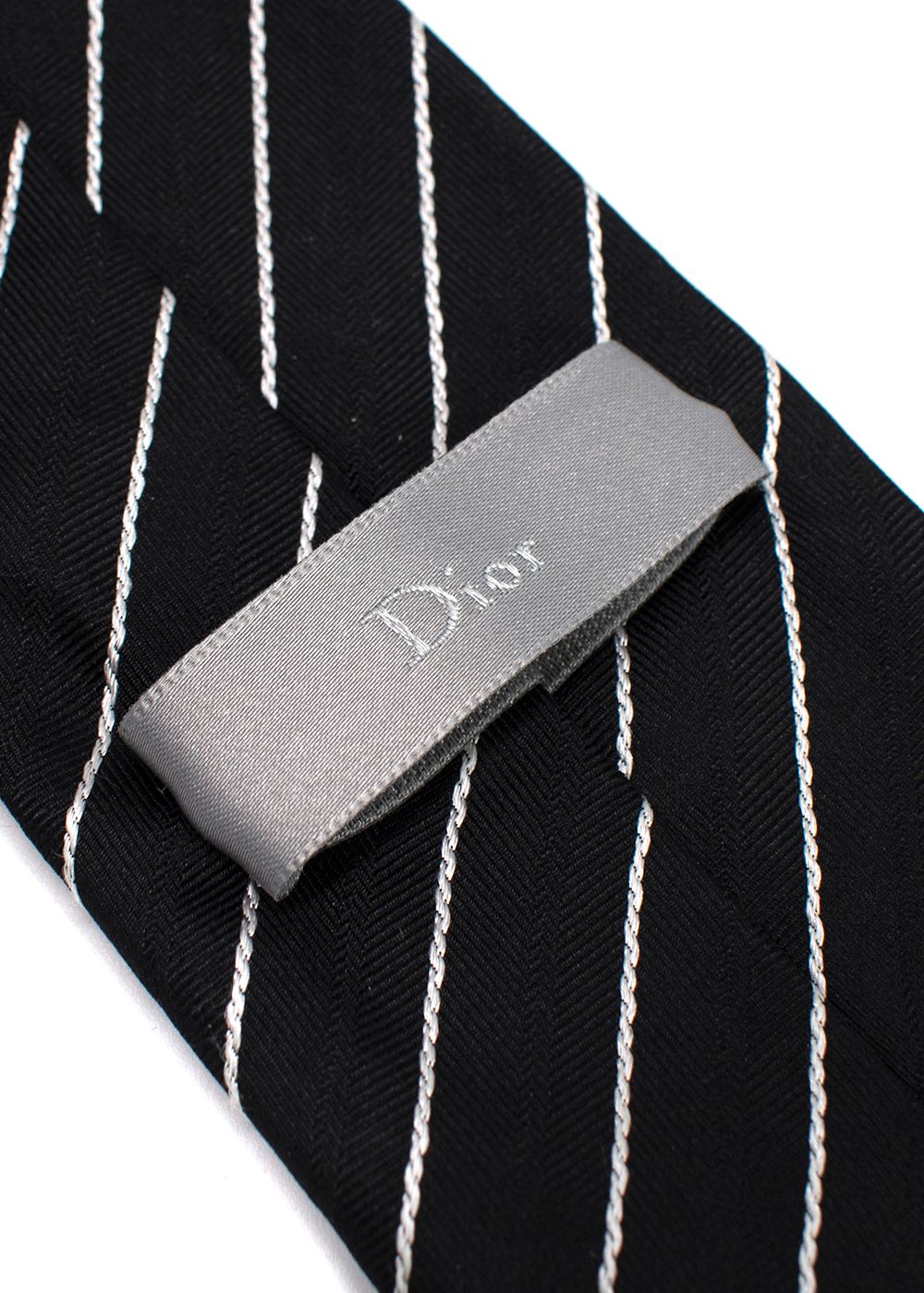 Men's Dior Black Stripe Tie Black and white silk