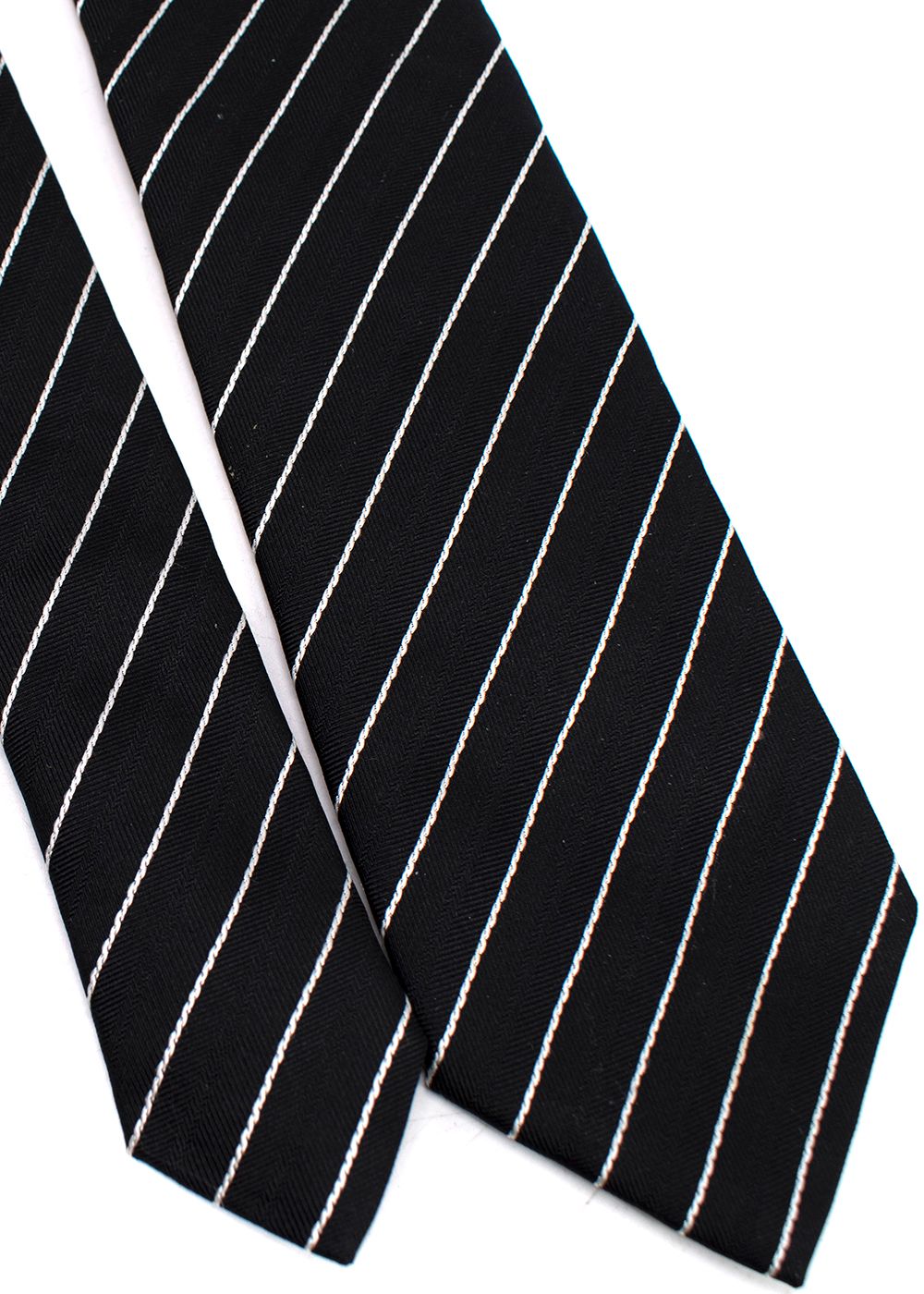 Men's Dior Black Stripe Tie Black and white silk