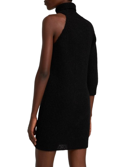 Preowned Alanui Black Alpaca Polar Nights Rib Knit Mini Dress Size M wool/hair/alpaca fibre