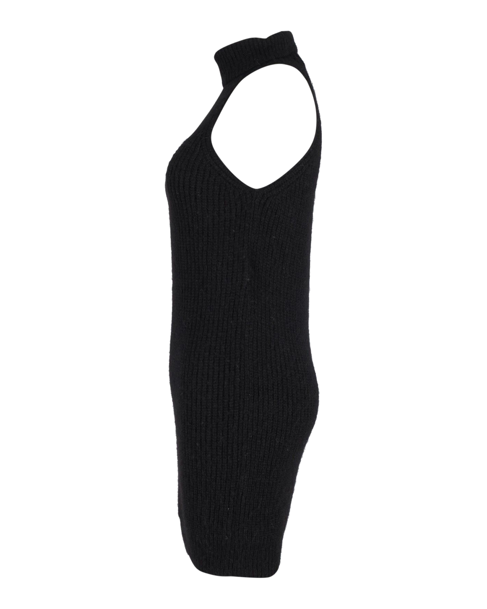 Preowned Alanui Black Alpaca Polar Nights Rib Knit Mini Dress Size M wool/hair/alpaca fibre