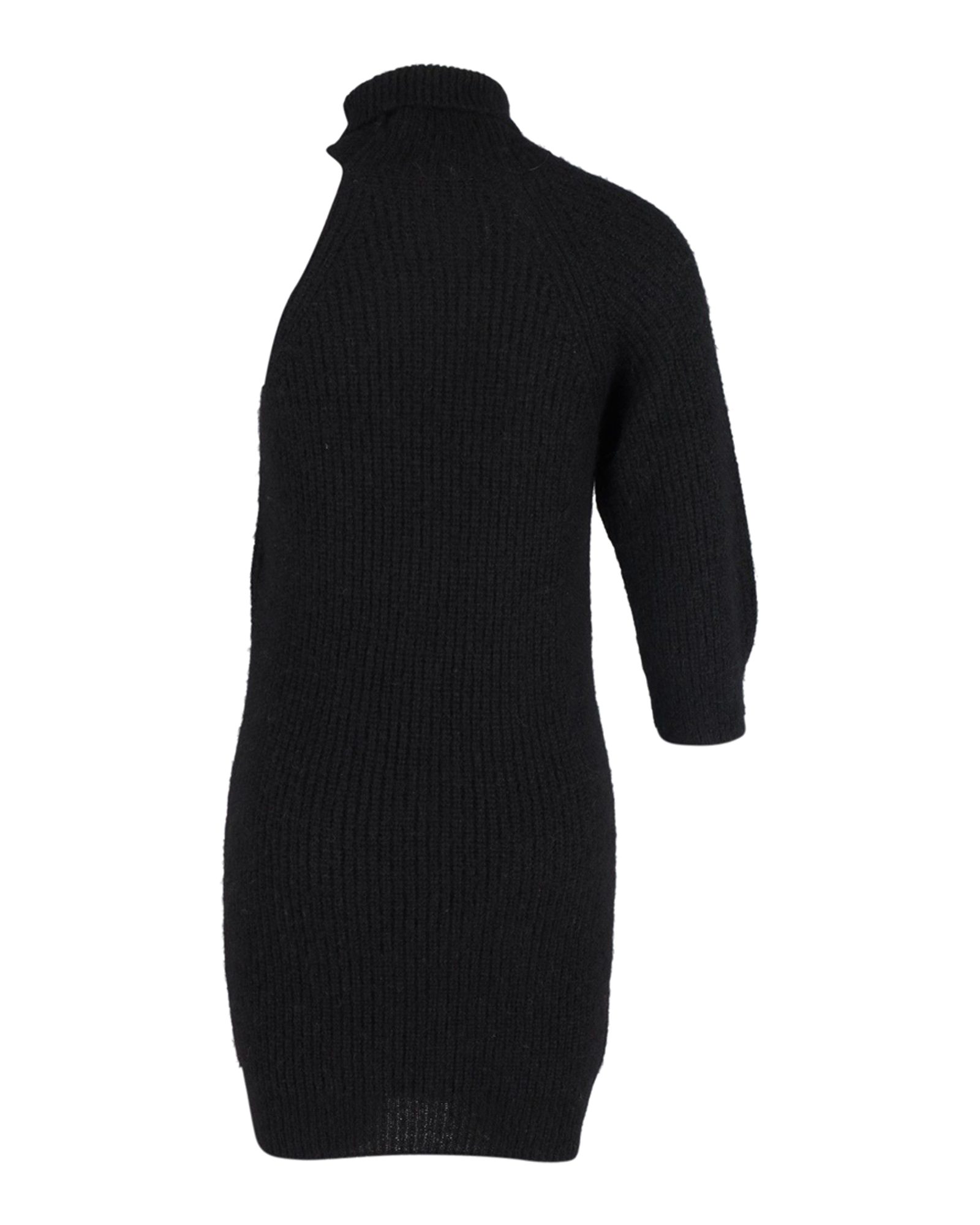 Preowned Alanui Black Alpaca Polar Nights Rib Knit Mini Dress Size M wool/hair/alpaca fibre