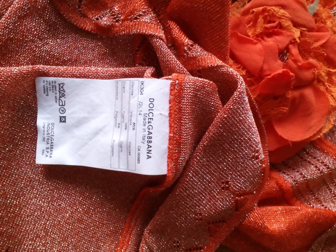 Preowned Dolce  Gabbana sheer knit shirt Size S Orange polyester