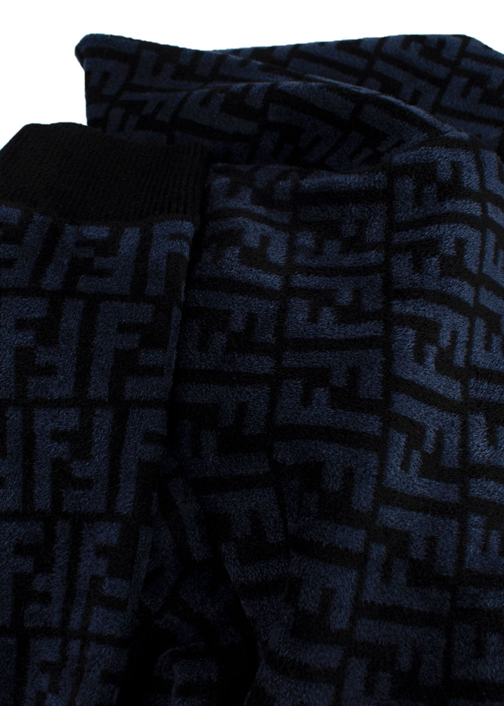 Fendi Blue Embossed Crewneck Jumper Size XXS Blue and Black viscose