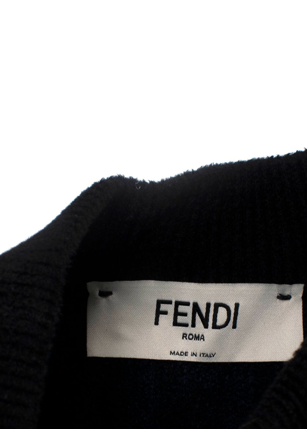 Fendi Blue Embossed Crewneck Jumper Size XXS Blue and Black viscose